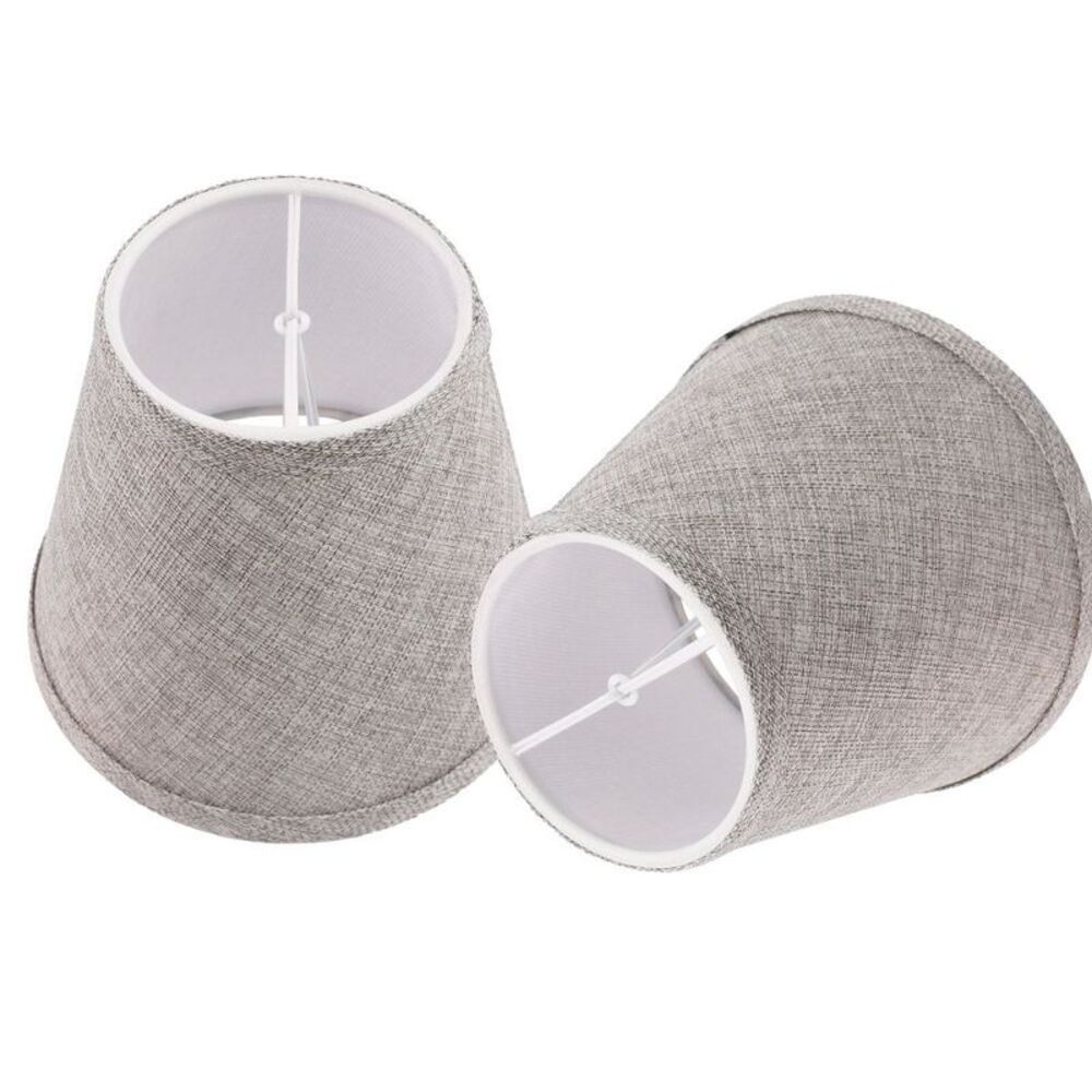 2pk Grey Linen 4"x6"x5" Clip-On Lamp Shades Replacement for Sconces & Lamps